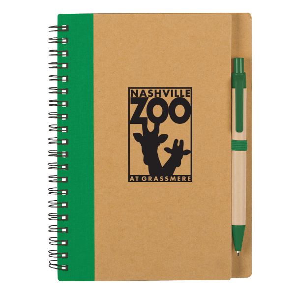 RECYCLED NATURAL JOURNAL AND PEN SET - GREEN